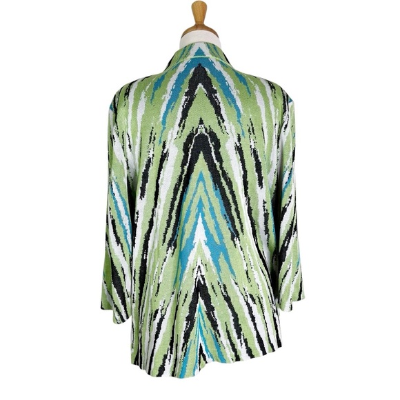 Ming Wang Knit Blazer Blue Green Black White Size XL - Picture 8 of 13